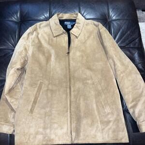 Vtg POLO RALPH LAUREN Men's Sz M Brown Suede Zip Leather Jacket Wool